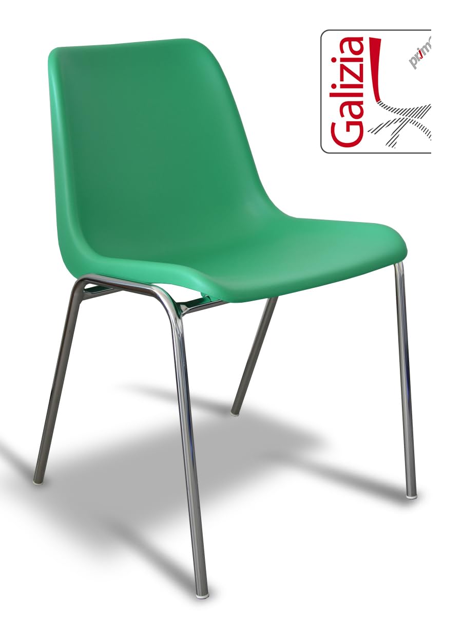 Sedia Da Ufficio Idealsedie - Impilabile, Monoscocca Plastica, Telaio Cromato, Grigio - Foto 5