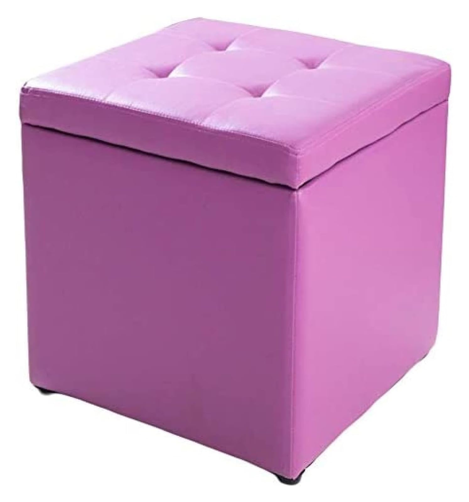 Pouf de rangement violet 31x31x36 cm coffre à jouets en similicuir