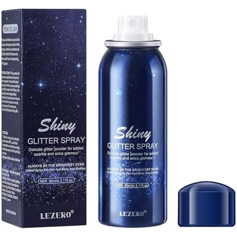 Body Glitter Spray, Temporary Body Shimmer Spray for Face, Hair, Clothing, Long Lasting Quick-Drying Shiny Hairspray for Music Festival Rave, Nightclub Party, Prom, 2oz Cover