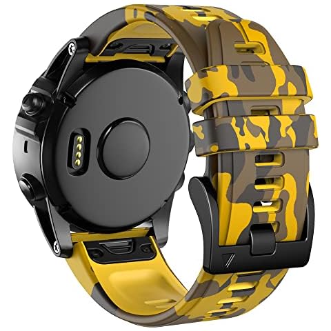 Fleshy Leaf 22mm Band Camouflage strap Compatible for Garmin Fenix 7,Fenix 6,Fenix 6 Pro,Fenix 5,Fenix 5 Plus,Approach S60 S62,Forerunner 935 945,Quick Release Strap Wristband (Camouflage yellow) Cover