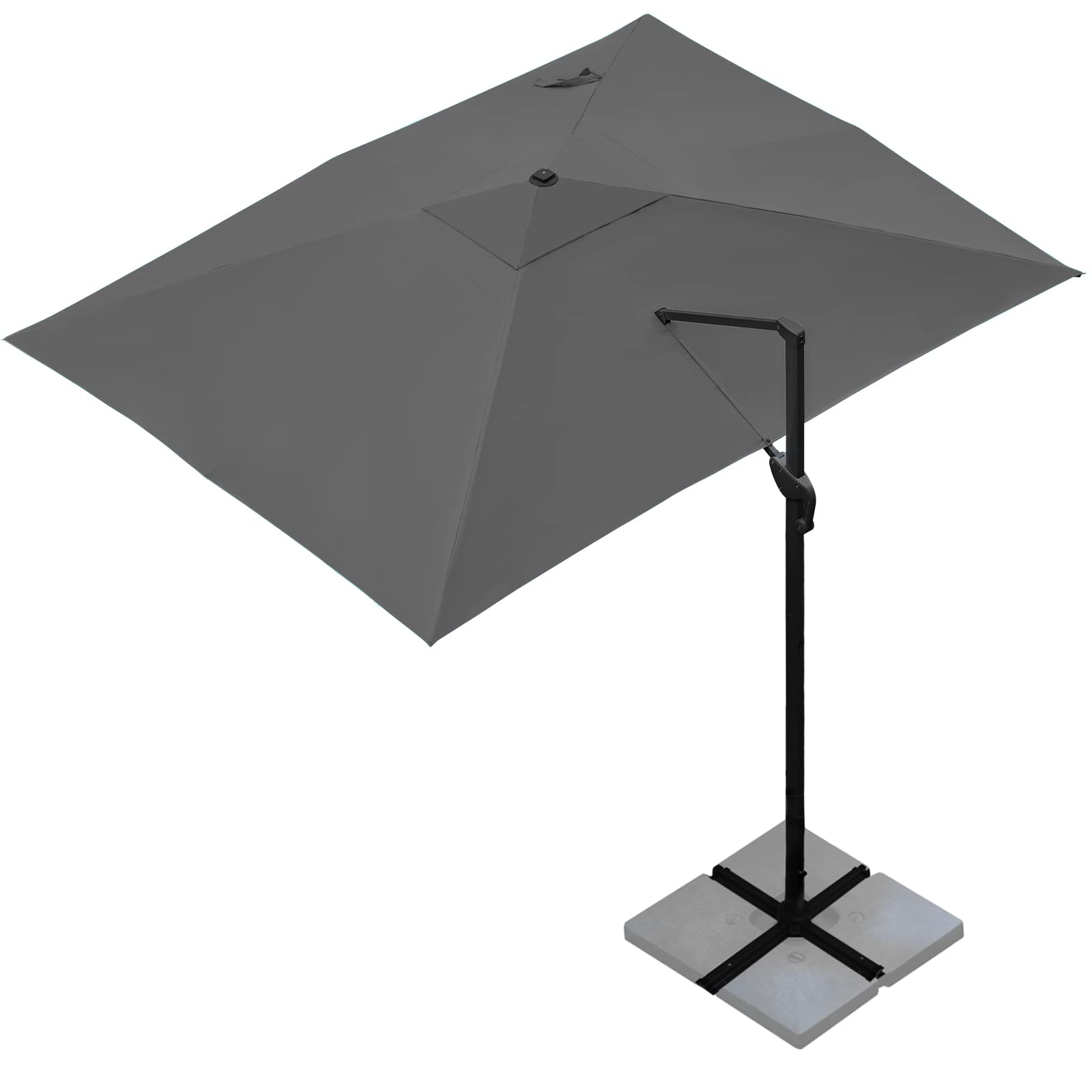 Sunnyglade 10x13Ft Cantilever Patio Umbrella Rectangular Deluxe Offset Umbrella 360°Rotation & Integrated Tilting System Patio Hanging Umbrella for Market Garden Deck Pool Backyard Patio(Grey)