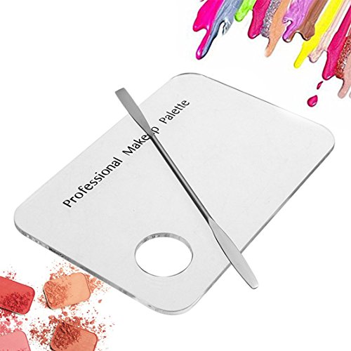 Set of 2 Acrylic Cosmetic Makeup Mixing Plate Nail Art Polish Gel Foundation Eyeshadow Eyes Mixing Palette with Spatula Rod Tool Set