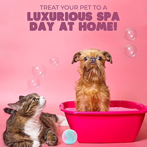 Lunamarie Handcrafted Bath Bomb, Dogs & Cats Bubble Bath Bomb, Infused With Organic Sea Salt Lavender & Vanilla Essential Oils With Cocoa Seed Oil, Shea Butter To Smoothen Coat & Gentle Skin For Pets #TOP5