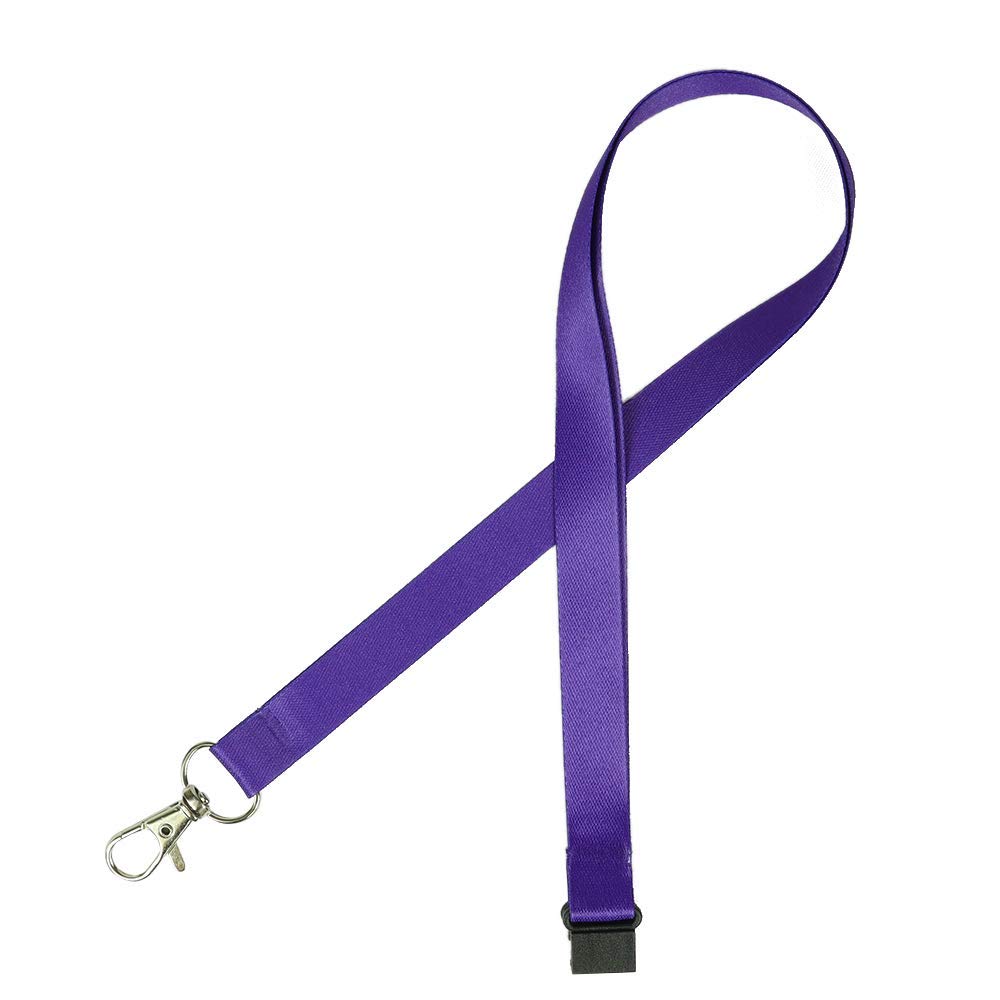 Pack of 100 Purple Lanyards perfect for ID Cards, Name Badges, USB Drives, and Much More - Durable Breakaway Purple Lanyard Neck Strap Suitable for Everyday Uses