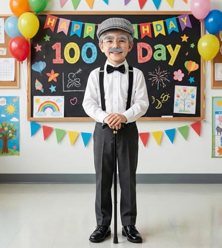 Disfraz de Viejo para Niños con Sombrero, Gafas y Bastón miniatura 7