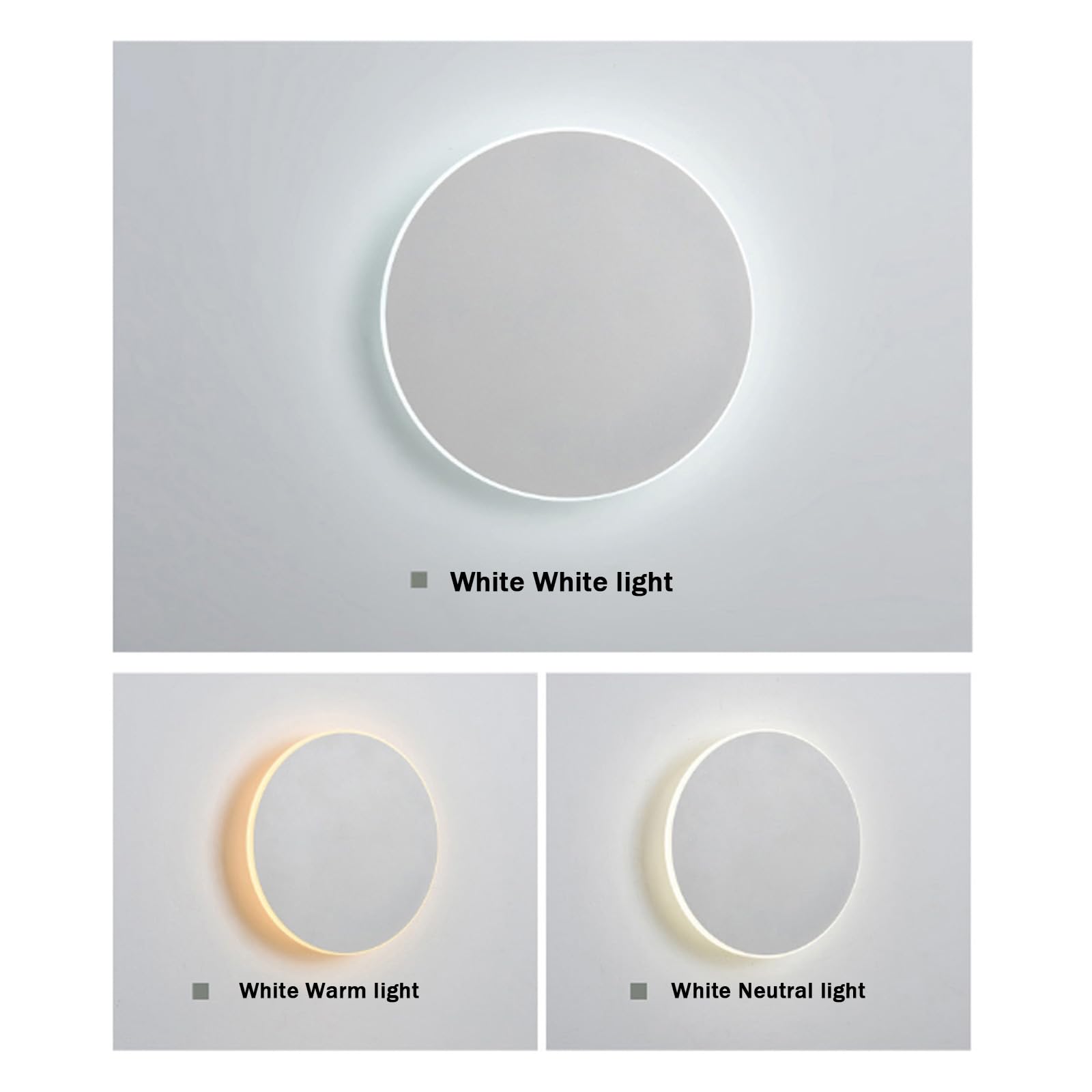 Nowoczesna lampa ścienna LED z przełącznikiem dotykowym, okrągła, minimalistyczna, dekoracyjna, 3000K/4000K/6000K, akryl/żelazo, na schody, korytarze, deski, werandę (13 cm, czarna, nowa