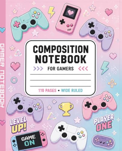 Cute Gamer Composition Notebook: Pastel Video Game Controller Notebook, Wide Ruled, 110 Pages, Aesthetic School Journal for Girls, Teens & Gamers: ... for School, Notes, Journaling & Everyday Use image 2
