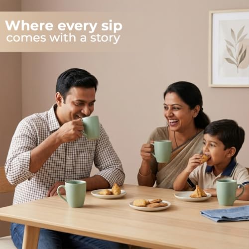 Image of The Earth Store Mint Marble Matte Coffee Mug - 300ML Ceramic Coffee Mugs Set of 6 | Microwave & Dishwasher Safe Mugs for Gift | Home | Office | Restaurant | Daily Use Tea Mug