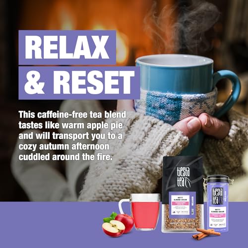 Image of Tiesta Tea - Nutty Almond Cream, Premium Loose Leaf, Cinnamon Almond Herbal Tea Blend, Non-Caffeinated, Make Hot or Iced & Brews Up to 250 Cups, 16oz Bulk Pouch & 6.2oz Refillable Tin Combo