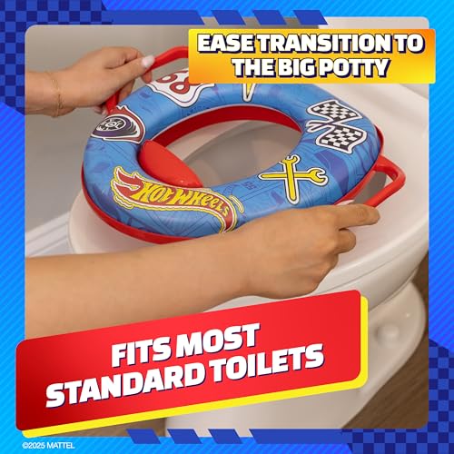 image for Hot Wheels Soft Potty Training Seat for Toilet with Storage Hook, Non-