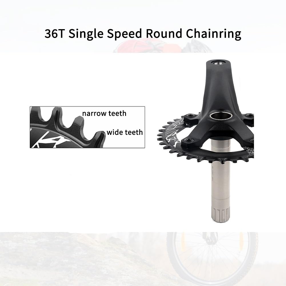 Guarnitura per mountain bike a velocità singola da 170 mm, guarnitura cava integrata 104 36T con corona rotonda e pedivella con movimento centrale BSA per 8/9/10/11/12 pollici in lega di alluminio