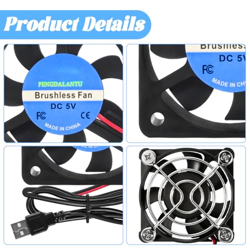 2 sztuki bezszczotkowych wentylatorów USB 50 mm 5 V PC wentylator USB 5010 50 x 50 x 10 mm, mini wentylator do komputera Makerbot do PC CPU, obudowa komputera, drukarka 3D
