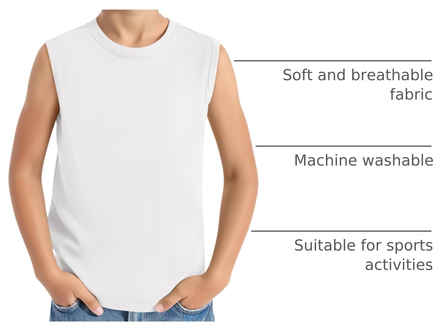 Haloumoning Boys Tank Tops Sleeveless Crewneck Athletic Shirts 5-14 Years