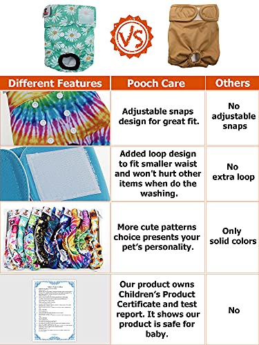 Pooch Care Washable Dog Diapers Female Medium (3 Pack), Reusable Female Dog In Heat Diaper, Pink Love #TOP5