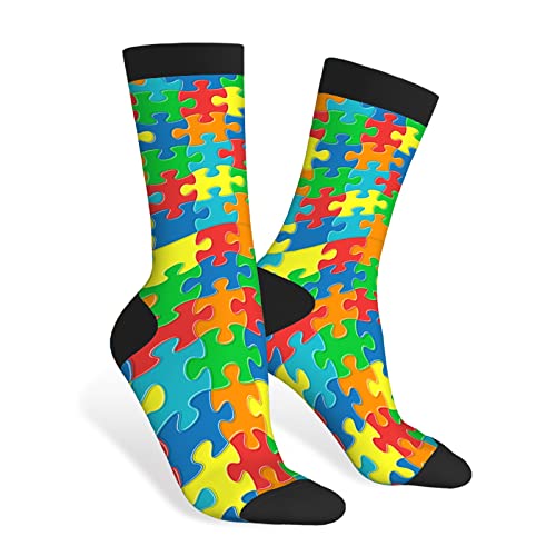 Amazon Generic Crew Socks Puzzle Running Socks Versatile Mid-Calf Sock Unisex Sport Sock For Cycling Tennis Birthday Gift #ad