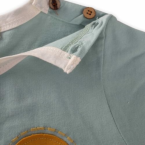 CIGIT - Green 100% Cotton Whale Embroidered T-shirt and Pants Set for Kids 1-5 Years - Flexible and Comfortable4