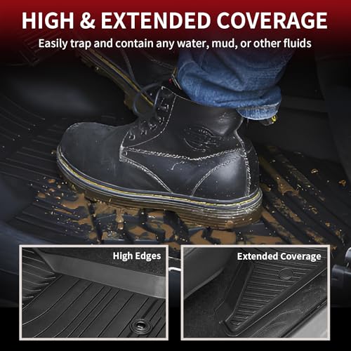 Image of LASFIT Front Mats Fit for Tacoma 2016-2023 (Only Fit Auto Tran & 1st Row), Custom Fit All Weather Protection Durable TPE Floor Liners for 2024 2025 2026 Tacoma Accessories Front 1st Row Row Car Mats