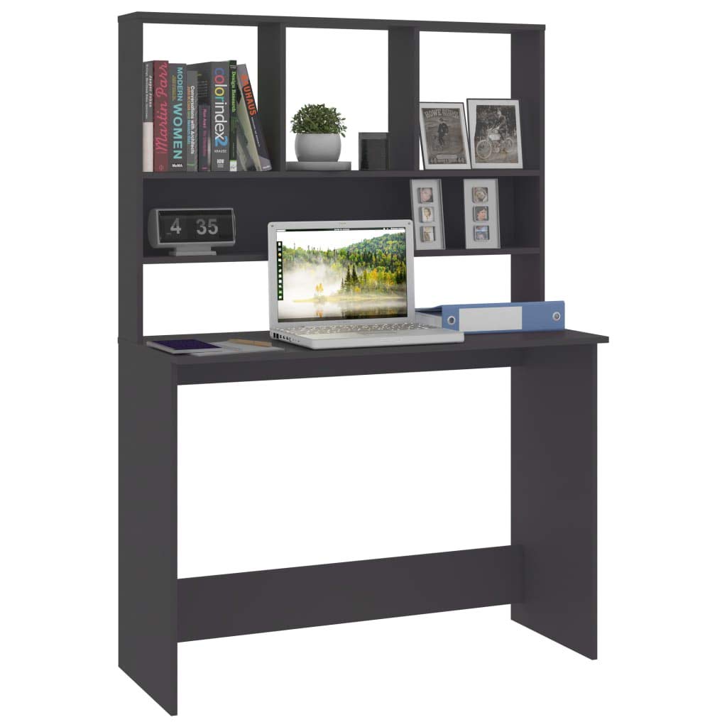Scrivania con ripiani, in legno, 110 x 45 x 157 cm, salvaspazio, per ufficio, casa, studio, con molto spazio, ripiano, cassetto, ideale come scrivania per computer e segretario
