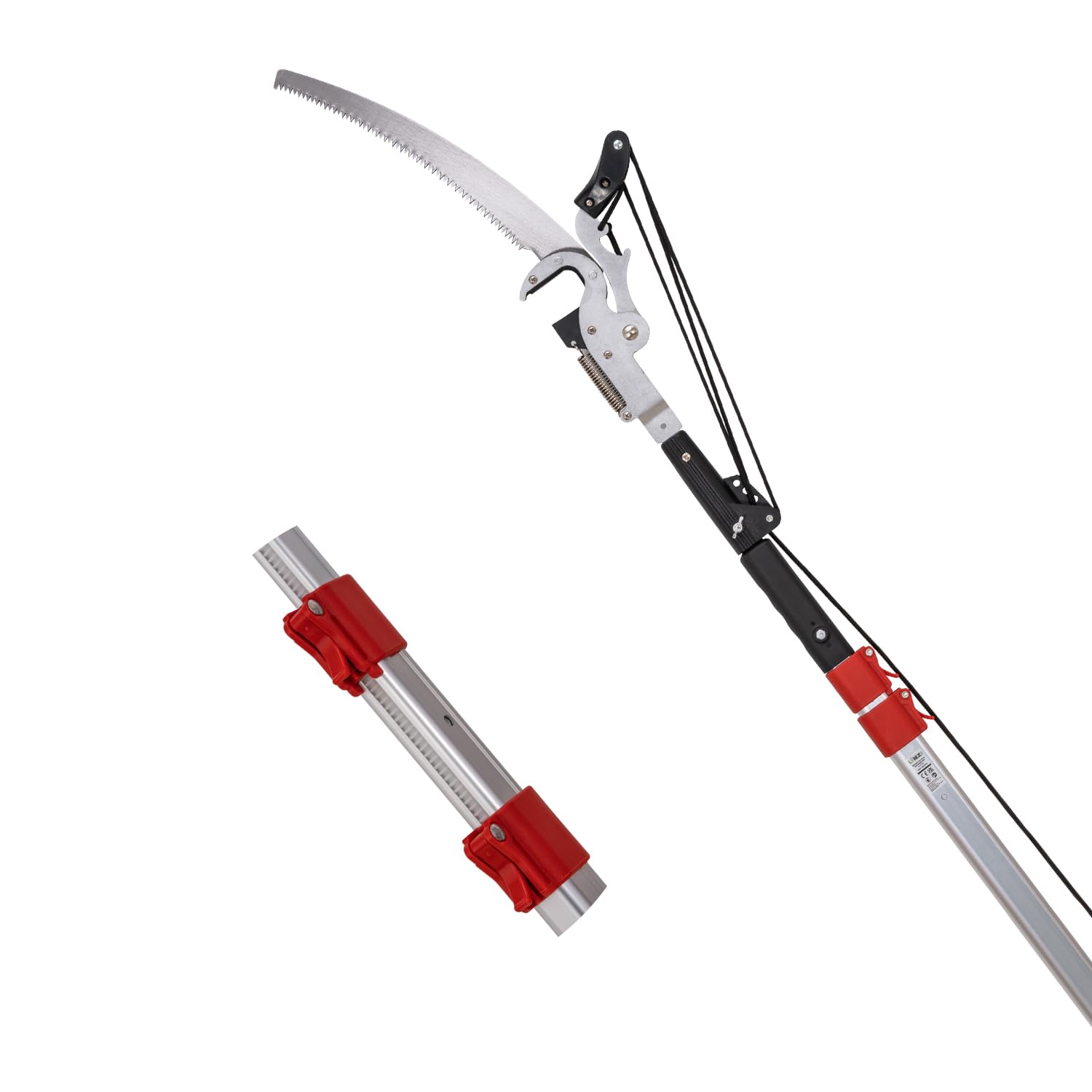 LINZI Telescopic High Reach Tree Pruner 2.93m Square Profile with Safe Lock-Step Mechanism Aluminum Alloy Lightweight Extendable Pole | 35mm Cutting | Extra Pruning Saw | Cutting Trimming Branches