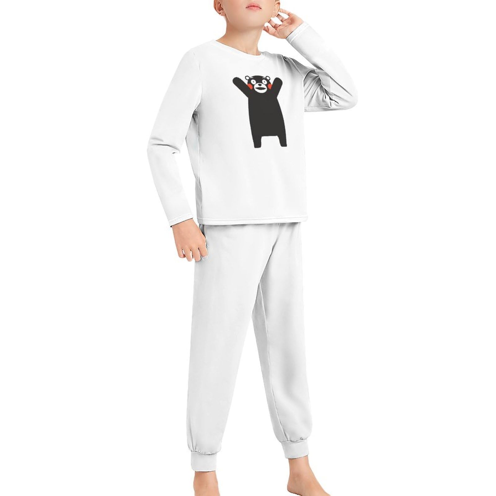 くま様munsingwear M モックネック　パンツセット　ホワイト　ブラック Amazon.co.jp: くまモン 子供用 パジャマセット 子供服 長袖 パジャマ