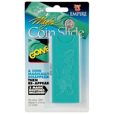Loftus International Magic Disappearing Coin Slide Case 3.75" Close-Up Magic Trick, Green Cover