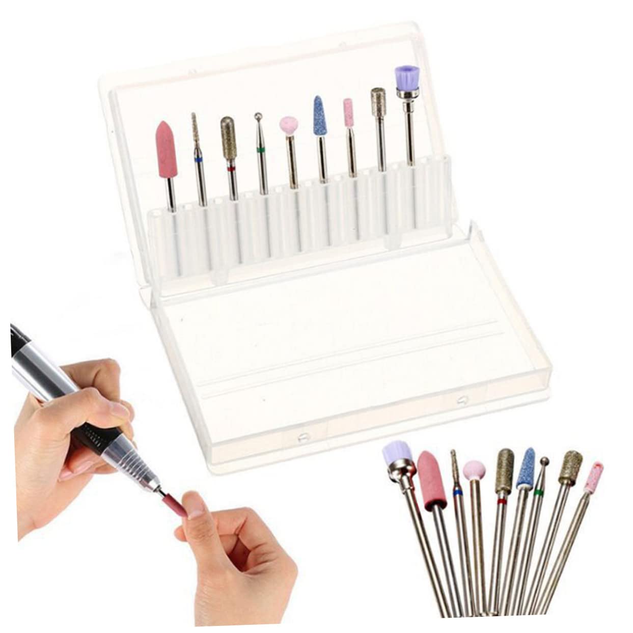 FRCOLOR 27 Piezas Conjunto De Molinillo De Uñas Broca Para Uñas Acrílicas Herramienta De Auriculares Para Pulir Uñas Gel De Uñas Taladro Para Uñas Profesional Brocas Para Limar Uñas Metal