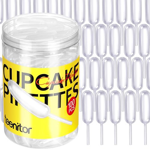 Image of Teenitor Plastic Pipettes Squeeze Dropper Disposable 4ml 100pcs Mini Flavor Injector for Chocolate Strawberries Ice Cream Mini Cakes