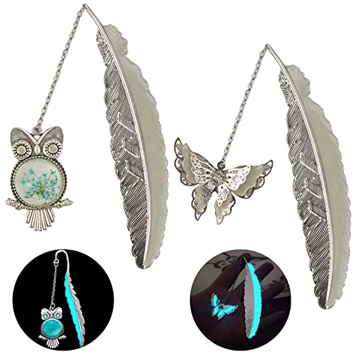 2 pièces Marque Page Métal,Marque Page,Marque Page originale,épaisseur de plume: 0.5mm Longueur: 11cm,Signet lumineux adapté comme amateur de livres,Cadeau d’anniversaire