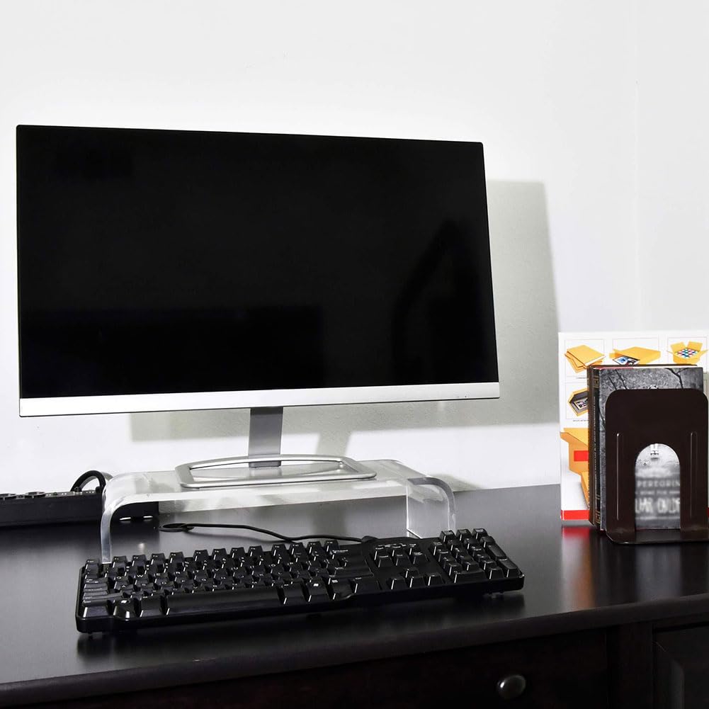 Soporte acrílico transparente para monitor, elevador de escritorio para