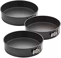 Conjunto 3 Formas Redondas de Alumínio com Fundo Removível Jogo Antiaderente para Bolo e Torta, kit de Assadeiras - 24,26 e 28 cm