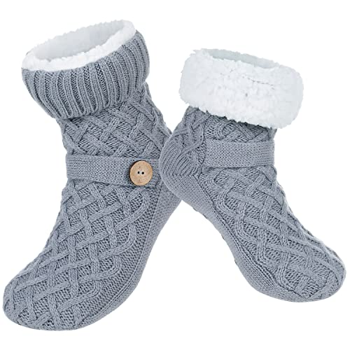 Winter Womens Warm Fluffy Slipper Socks, Soft Cozy Fuzzy Christmas Sock with Non-Slip Grippers for ladies Gifts