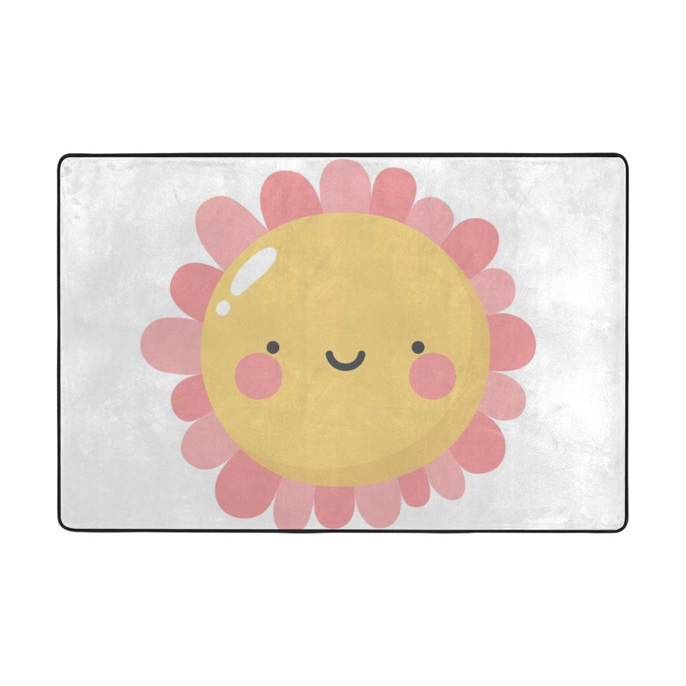 Tapis de sol salon chambre velours corail doux motif fleur tapis dessin animé 152x99 cm