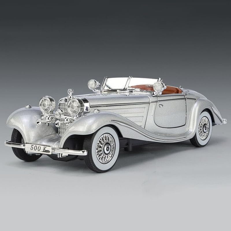 Image of Play Boy 1:24 1936 M-Benz 500 K Model Diecast Metal Alloy Pullback Toy Vehicle with Openable Doors Light and Music Car for Kids (Multicolor)