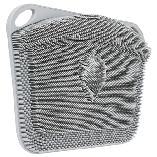 FREATECH Large Shower Foot Scrubber Mat, Silicone Foot Cleaner Brush to Clean, Exfoliate and Massage Feet Without Bending Over, Improve Foot Appearance and Overall Health, Grey - 17.3' x 13'