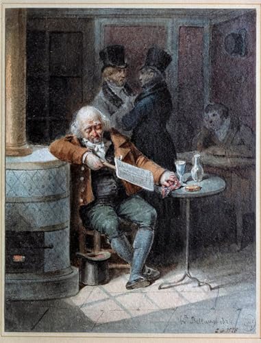 Art tableau vieil homme au café de Bellange pour créer un coin lecture chaleureux