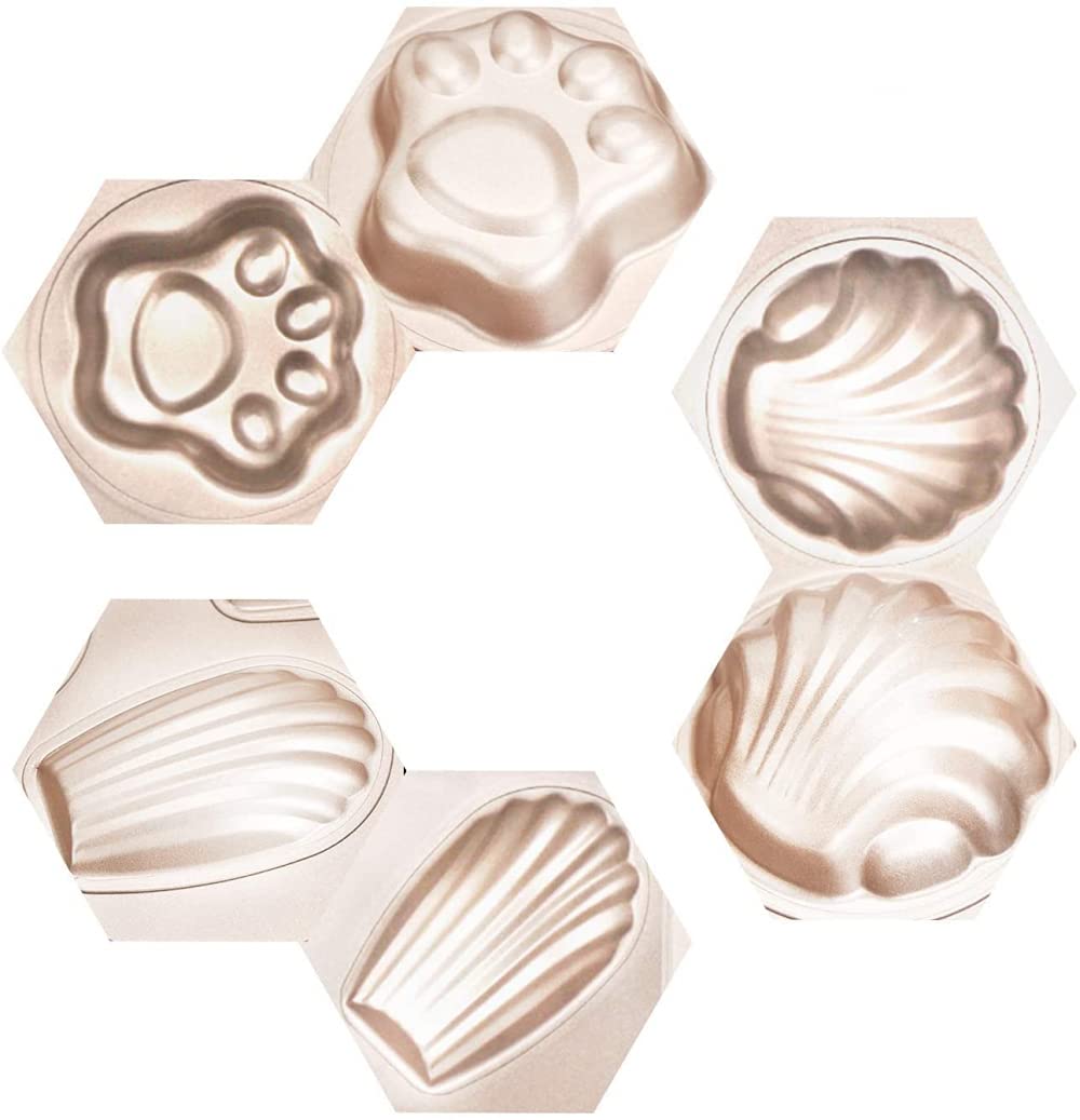 Cazuelas Para Pasteles, Paquete De 3 Moldes Antiadherentes, Bandeja Para Hornear De 6 Cavidades Molde Para Hornear Galletas Molde Para Bocadillos Dorado
