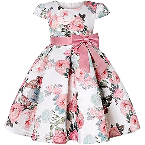 AIMJCHLD Party Dress for Toddler Little Baby Girls Flower Wedding Dresses Pageant Prom Ball Gowns Fancy Performance Formal Dress with Applique Size 2T 3T (Bean Powder 100) Cover