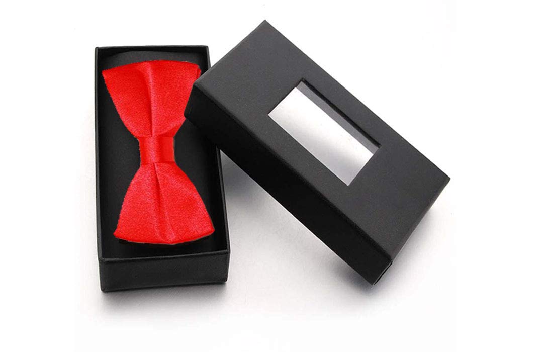 RR DESIGN Kid's Essential Satin Neck Bow tie (Red , 5 - 10 Years) 4
