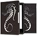 Produktbild kwmobile Tolino Vision 1/2 / 3/4 HD Hülle - Kunstleder eReader Schutzhülle Cover Case für Tolino Vision 1/2 / 3/4 HD - Tribal Drache Design Hellgrau Weiß Schwarz