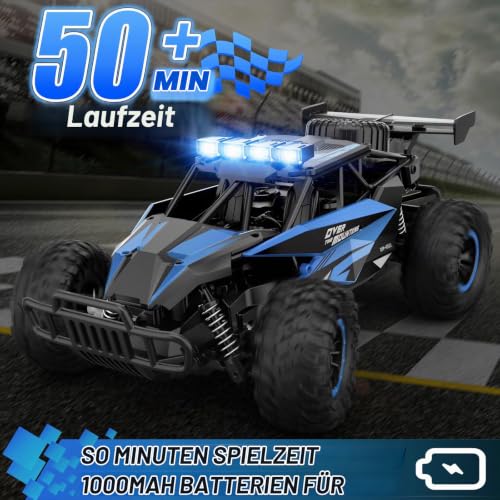 kolegend Ferngesteuertes Auto Kinder 1:12, Schnelles RC Auto Offroad mit 20 km/h, 2 Akkus für 50 Min. Fahrspaß, LED Beleuchtung… – Ansicht 2