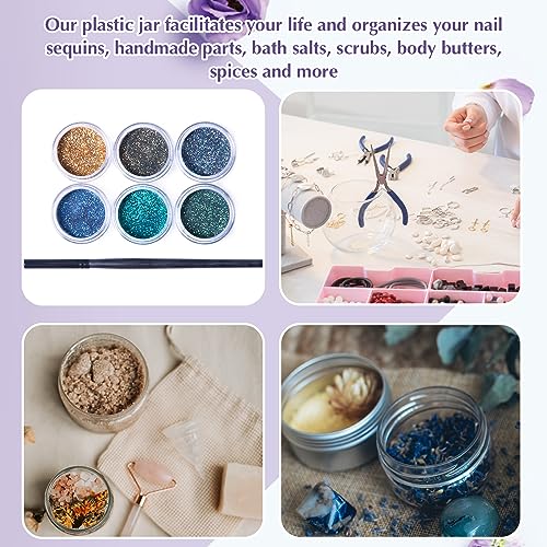 200 Pcs 1 oz Empty Bulk Plastic Container Jars with Lid Leak Proof Round Plastic Jars Small Cosmetic Travel Containers for Storage Makeup Creams Lotion Ointments, White 5