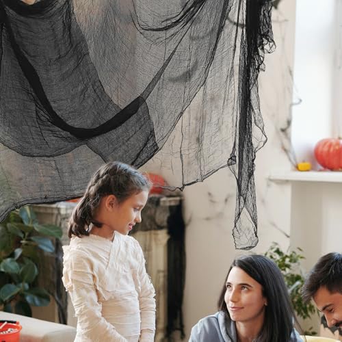 Gasa negra para decoración de Halloween Luxshiny reutilizable de 5m 5