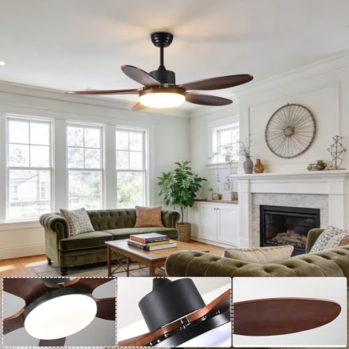 Ventilateur de plafond moderne avec éclairage connecté télécommande et voix
