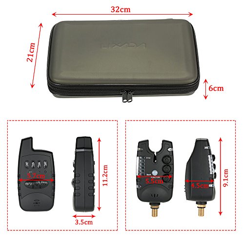 Lixada Wireless Pesca Allarme Set 4 Avvisatori di