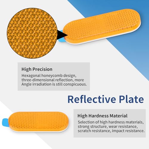 Image of 10 Pack Oval Reflectors Yellow Self Adhesive Quick Mount for Driveway Fence Gate Posts Trailers Safety Reflectors Automobiles Boats Mailboxes Reflector