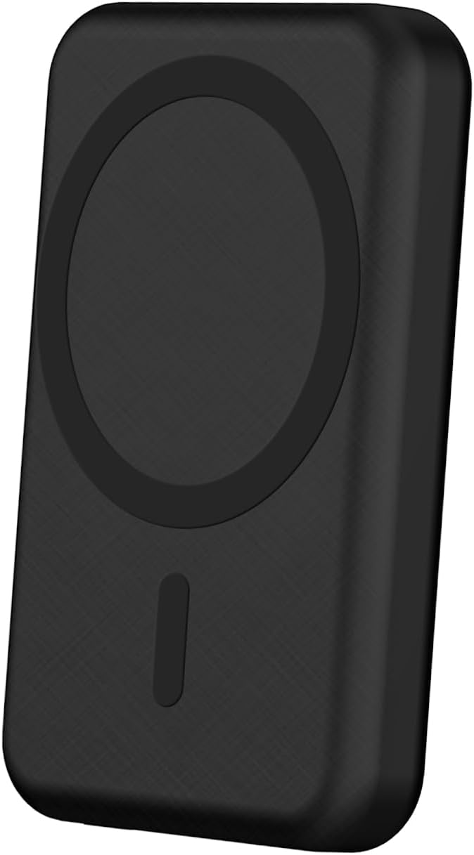Smtcsl 5000mAh Wireless Battery Pack: Portable Charger with USB-C Cable, Magnetic Power Bank Compatible with Phone Air/17/16/15/14/13/12 Series Black