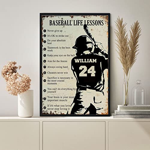 Personalised Baseball Life Lessons Poster for Sons & Players