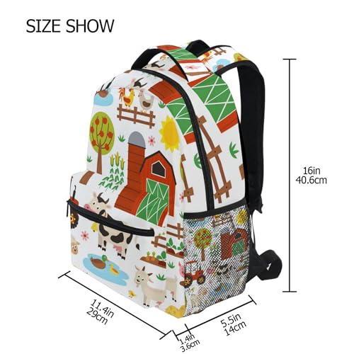 Farm Animals Cow Pig Sheep Horse Donkey Backpack for Boys Girls Teens, Kids Bookbag Laptop Tablet Travel School Bag with Name Tag3