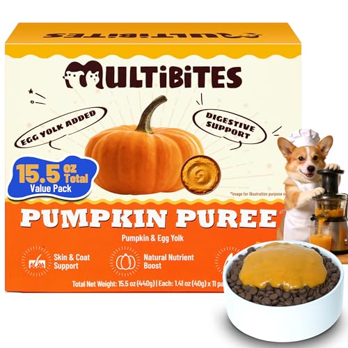 MULTIBITES 15.5oz Premium Pumpkin Puree for Cats & Dogs - Digestive Health Sensitive Stomach for Soft Cat Treats - Natural Fiber Supplement for Dog Food Toppers Kittens Puppy Snacks