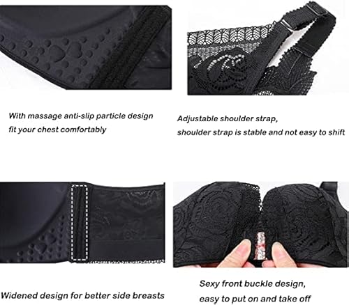 Floral Secrets Comfort Rose Bra - Push Up Support Deep V Front Closure Lace Bras, Wire-Free & Seamless Bra (Light Pink,40C) #TOP5